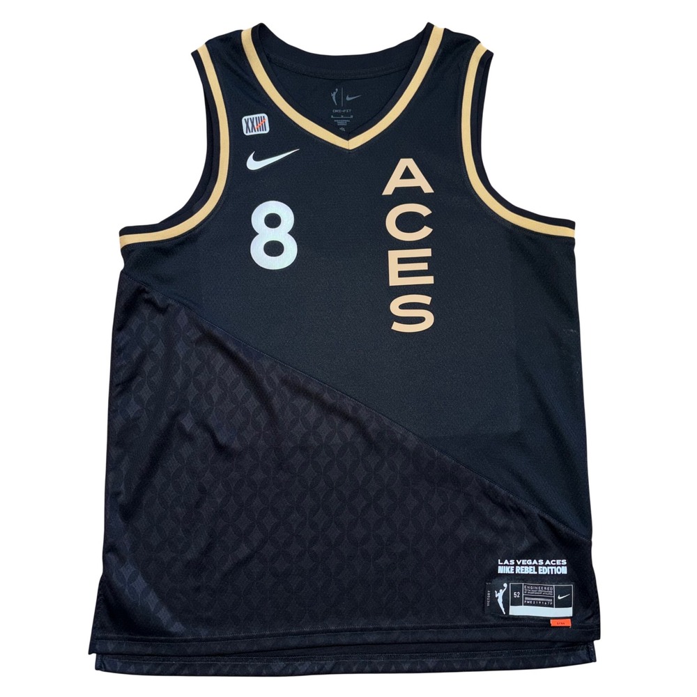 Nike Las Vegas Aces Liz Cambage 8 Rebel Edition WNBA Jersey Black Gold XL 52